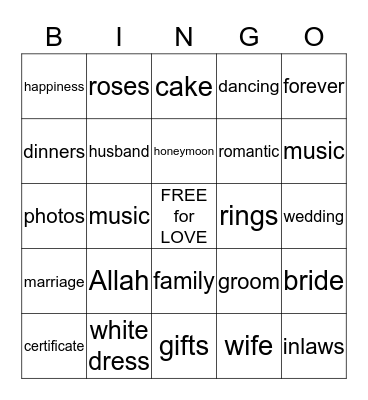 Miriam's Bridal Shower                               July 6, 2013 Bingo Card