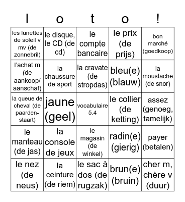 Bingo classe 3Ha Bingo Card