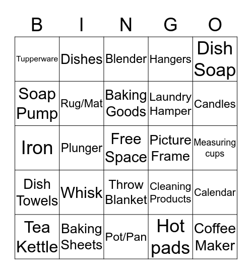 Apartment Bingo Card