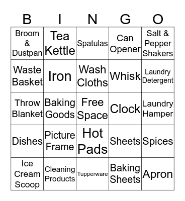 Apartment Bingo Card