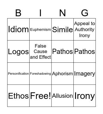 Animal Farm BING(O) Bingo Card