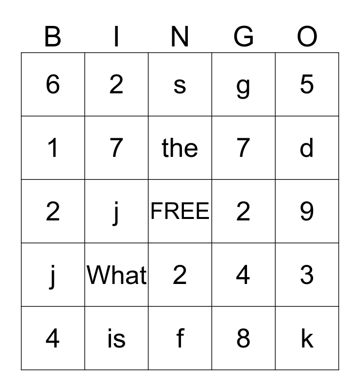 US Education Bingo Card