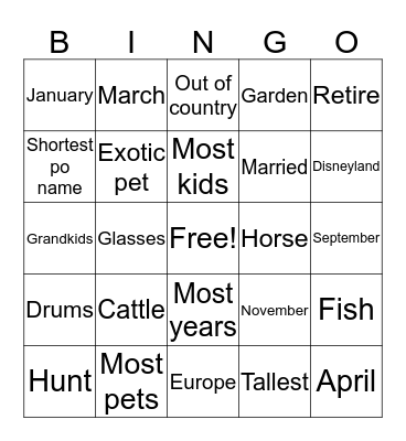 PM LIFE BINGO Card