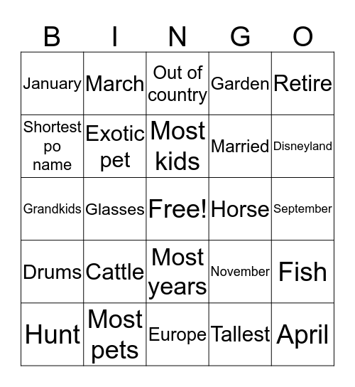 PM LIFE BINGO Card