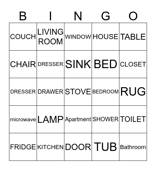 HOME Bingo Card