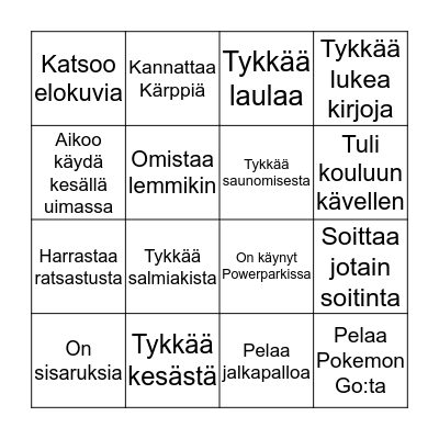 Ylikylän koulu Bingo Card