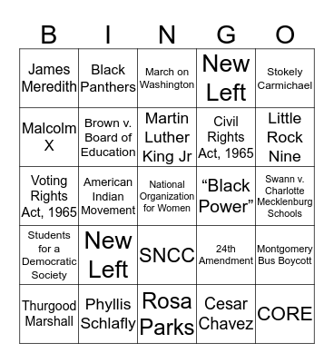 Goal 9 Vocabulary Bingo Card