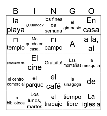 Ch. 4A Bingo Card