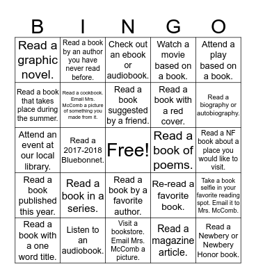 Summer 2017 Bingo Card