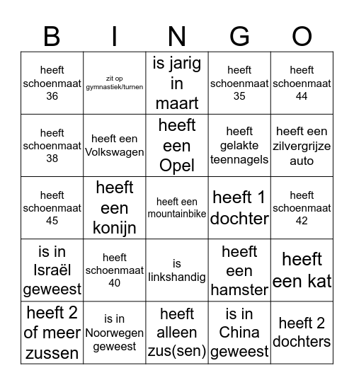 WIE O WIE.... Bingo Card