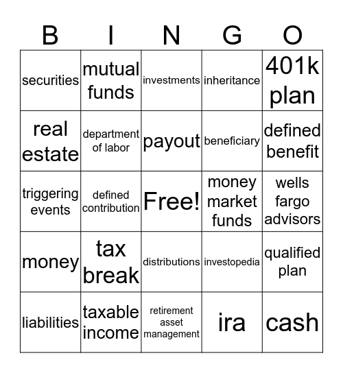 Qualified Plan Bingo Card