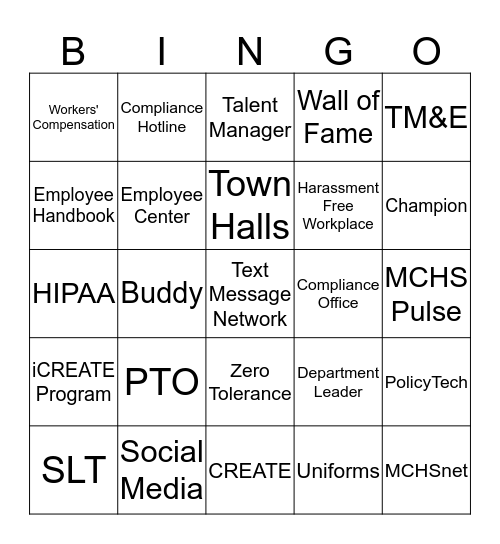 MCHS Bingo | How to find stuff Bingo Card