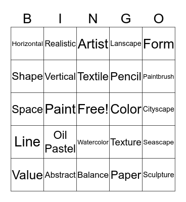 Art Bingo Card