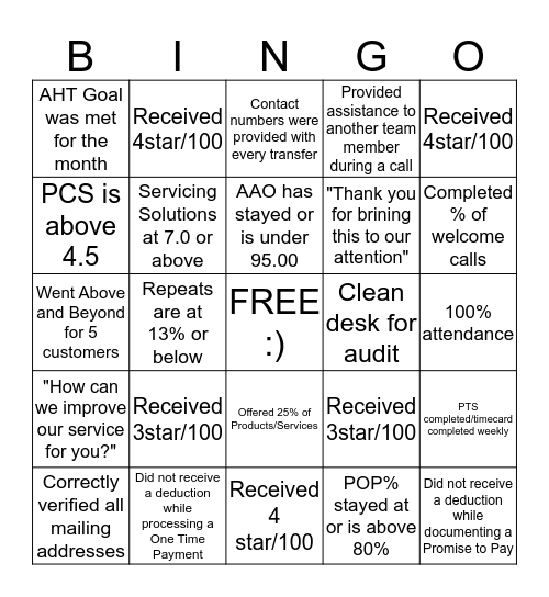 Monthly Goals for May Bingo Card