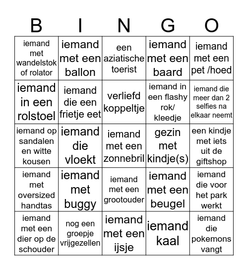 Vrij-gezellig Bingo Card