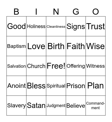 Bible Bingo Card