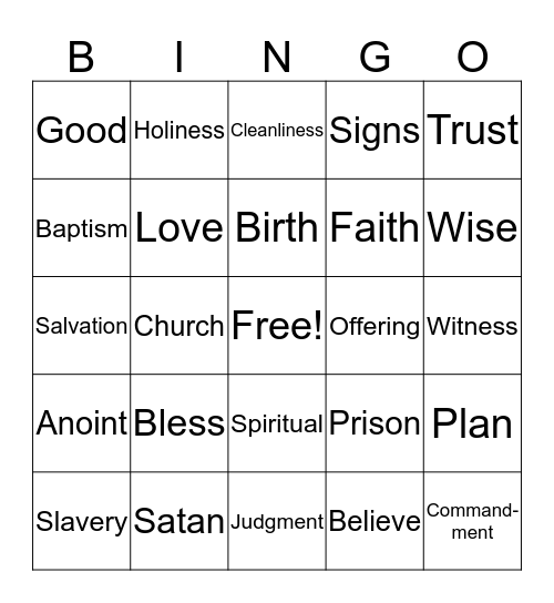 Bible Bingo Card