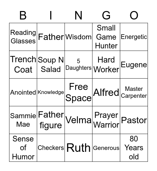 Bishop J. Franklin Tompkins Bingo Card