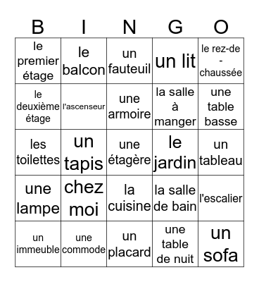 F1 Chap 8 Voc 2  Bingo Card