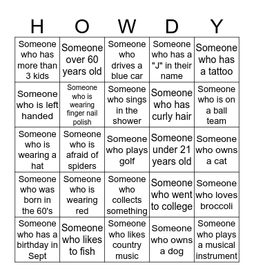 Worland Reunion Bingo Card