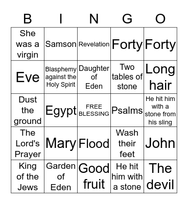 Bible Bingo Card