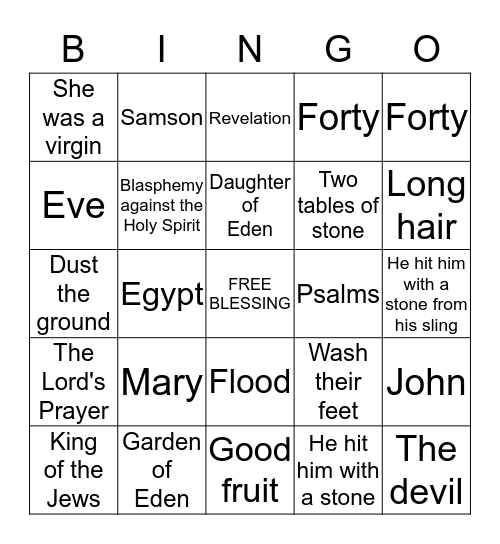 Bible Bingo Card