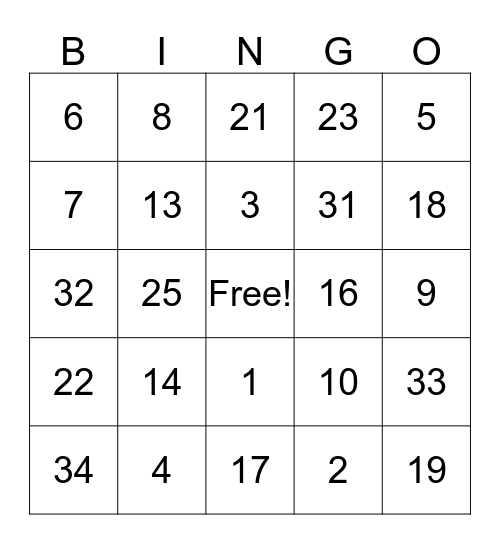 Fun Facts Bingo Card