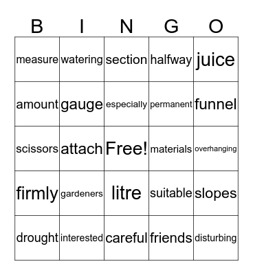 HOW TO MAKE A RAINGAUGE Bingo Card