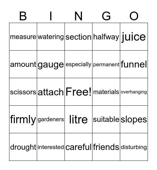 HOW TO MAKE A RAINGAUGE Bingo Card