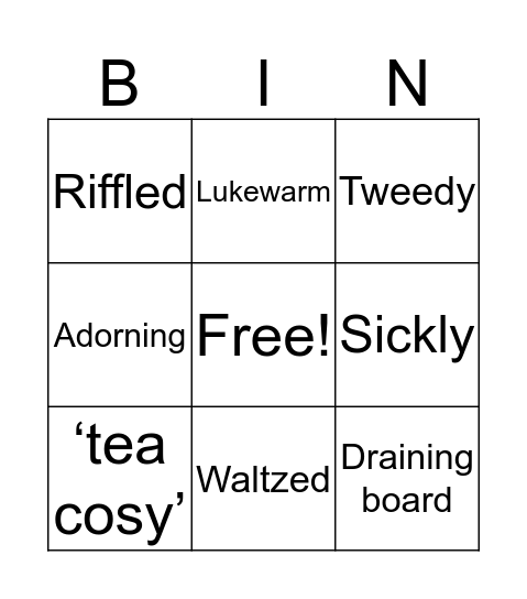 Drag n Drop Vocabulary Bingo Card