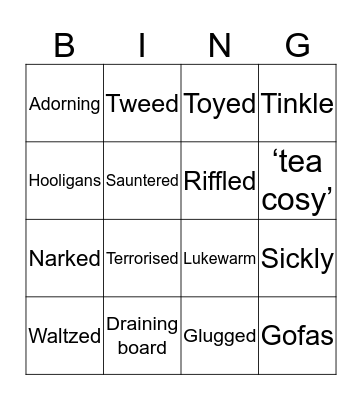 Drag n Drop Vocabulary Bingo Card