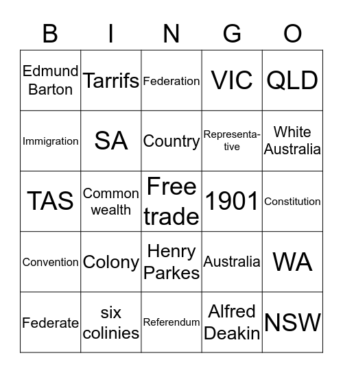 Federation bingo Card