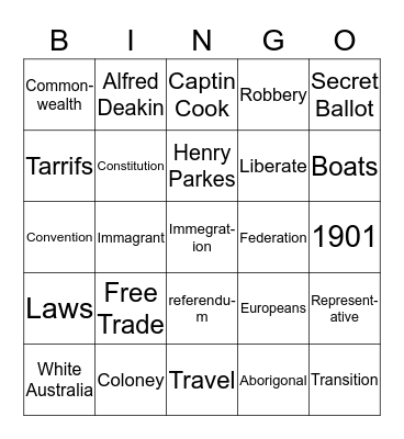 Federation Bingo Card