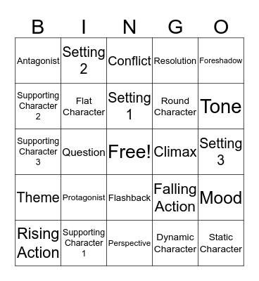 Narrative Bingo Card