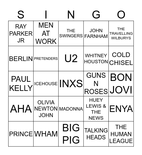 026 I MISS THE 80'S Bingo Card