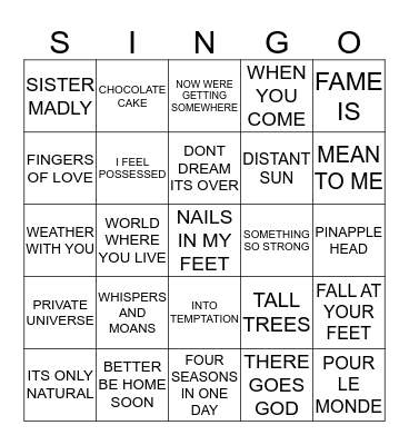 027 BEST OF CROWDED HOUSE Bingo Card