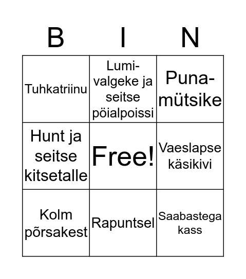 Muinasjutu bingo Card
