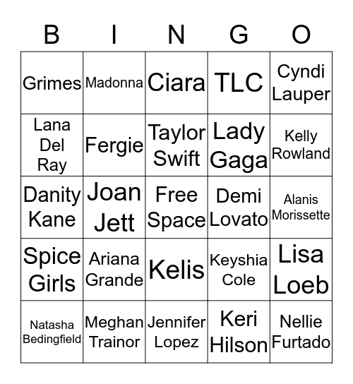 Female Artists - Card 3 Bingo Card