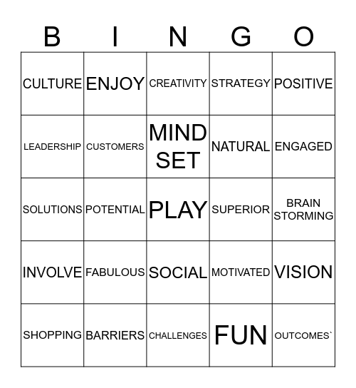 PLAY Bingo Card