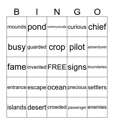 4th Grade High-Frequency Words Bingo Card