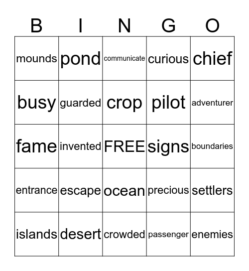 4th Grade High-Frequency Words Bingo Card