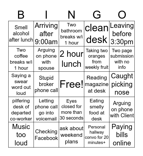 OFFICE BINGO Card