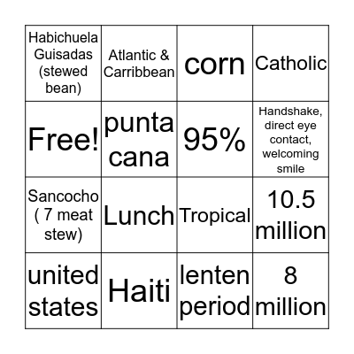 Dominican Republic BINGO Card