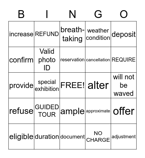 TR 2 Bingo Card