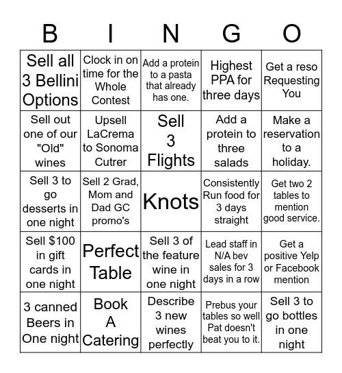 Tony C's Bingo Card