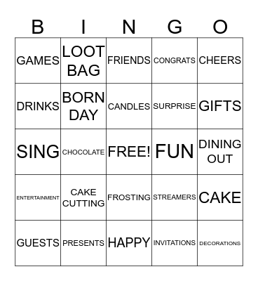 BIRTHDAY BINGO Card