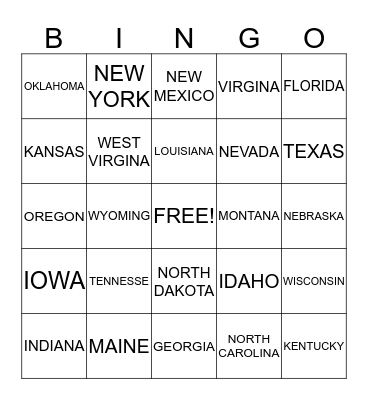 UNITED STATES PBP II Bingo Card