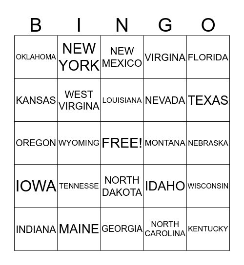UNITED STATES PBP II Bingo Card