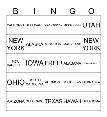 UNITED STATES PBP III Bingo Card
