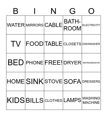 HOUSE WARMING BINGO Card